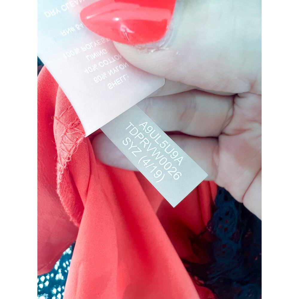 Tommy Hilfiger Navy Red Lace Overlay Mini Dress 4 Preppy Academia Americana - Picture 7 of 7